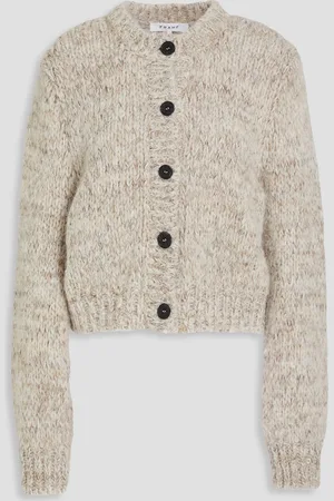 Frame Melierter Cardigan aus einer gerippten Alpakamischung - Neutral - L