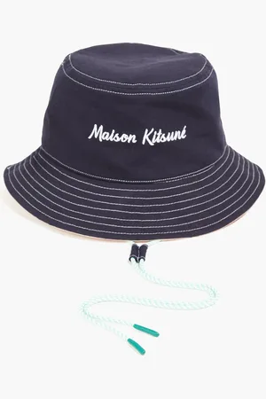 Maison Kitsuné Fischerhut aus Ripstop mit Stickereien - Blau - M/L