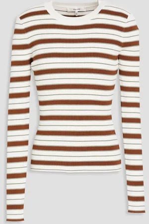 Frame Gestreifter Pullover aus Rippstrick - Weiß - M
