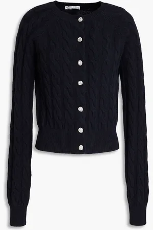 Paco rabanne Zopfstrickcardigan aus einer Mohairmischung mit Verzierung - Blau - XS