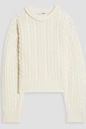 RE/DONE Wollpullover mit Zopfstrickmuster - Weiß - S