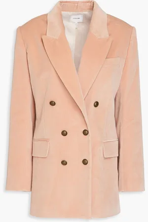 Frame Doppelreihiger Blazer aus Samt aus einer Baumwollmischung - Orange - US 0