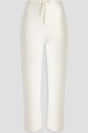 Lisa Yang Cropped Hose mit geradem Bein aus geripptem Kaschmir - Weiß - 2