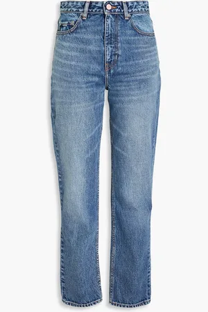 Ganni Hoch sitzende Jeans mit geradem Bein in ausgewaschener Optik - Blau - 31W-32L