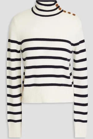 Frame Mariner Rollkragenpullover aus Kaschmir mit Streifen - Weiß - L