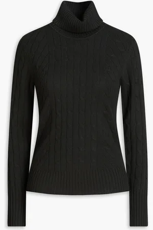 N.PEAL Rollkragenpullover aus Kaschmir mit Zopfstrickmuster - Grün - XL