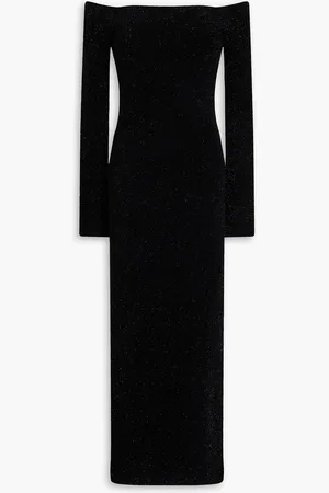 GALVAN Schulterfreies Midikleid aus Metallic-Strick - - XL