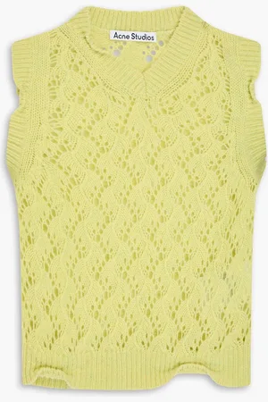 Acne Studios Cropped Weste aus Wolle in Pointelle-Strick - Gelb - XS