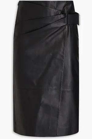 Acne Studios Wickelrock aus Leder mit Falten - - DE 32