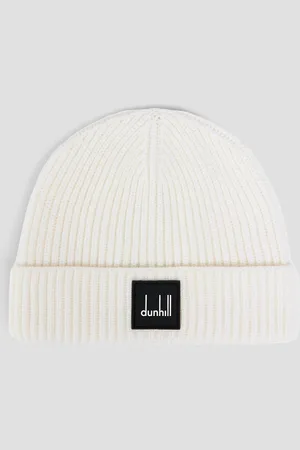 Dunhill Beanie aus gerippter Merinowolle mit Logoapplikationen - Weiß - ONESIZE