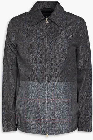 Dunhill Jacke aus Shell mit Reißverschluss und Fischgratmuster - Grau - XL