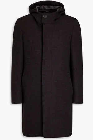 CANALI Kapuzenmantel aus gebürstetem Woll-Twill - Braun - IT 52