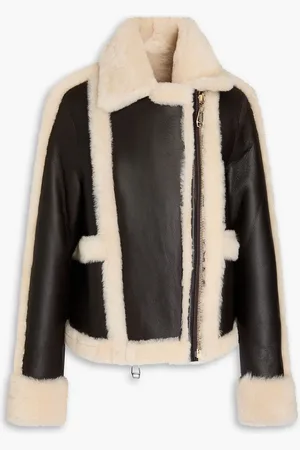 DOM GOOR Wendbare Bikerjacke aus Shearling - Braun - UK 14