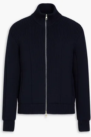 Dunhill Gerippte Jacke aus einer Wollmischung mit Reißverschluss - Blau - XS