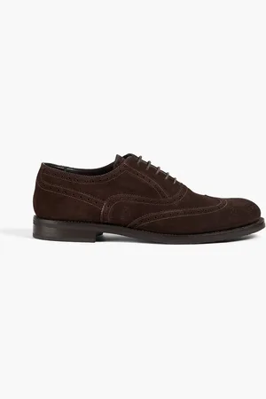 CANALI Brogues aus lasergeschnittenem Veloursleder - Braun - EU 41.5