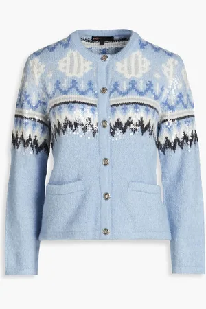 Maje Cardigan aus Jacquard-Strick - Blau - 2