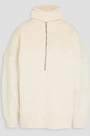 IRO Pullover aus Rippstrick mit Shell-Einsatz und halblangem Reißverschluss - Weiß - S