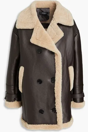 Muubaa Doppelreihiger Mantel aus Shearling - Braun - UK 14
