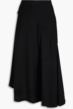 BITE Asymmetrischer Midirock aus Woll-Crêpe mit Falten - - UK 8