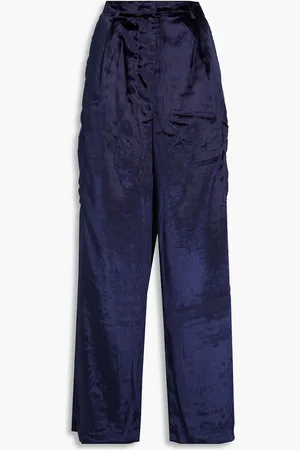 Loulou Studio Luli Hose mit weitem Bein aus Samt - Blau - S