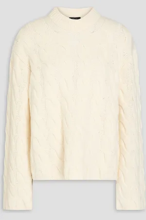 THEORY Pullover aus einer Woll-Kaschmirmischung mit Zopfstrickmuster - Weiß - L