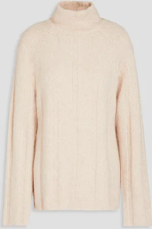 Loulou Studio Rollkragenpullover aus Bouclé-Strick aus einer gerippten Kaschmirmischung - Weiß - XL