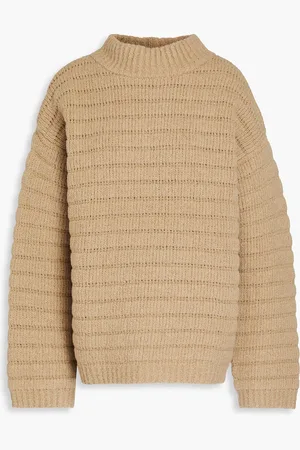 Loulou Studio Rollkragenpullover aus Bouclé-Strick aus einer gerippten Merinowollmischung - Neutral - L