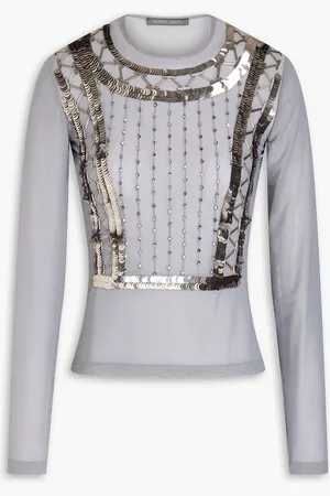Alberta Ferretti Oberteil aus Mesh mit Verzierung - - IT 42