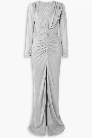 Costarellos Tatjana Maxikleid aus Metallic-Strick mit Raffungen - Metallic - DE 36