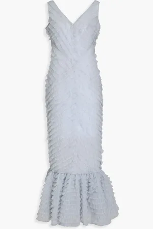 HUISHAN ZHANG Maxikleid aus Tüll mit Rüschen - Blau - UK 8