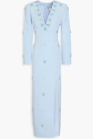 HUISHAN ZHANG Aurore Robe aus Crêpe mit Kristallverzierung - Blau - UK 10