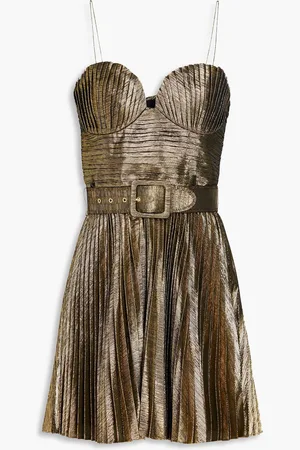 Rebecca Vallance Josie plissiertes Minikleid aus Twill mit Metallic-Effekt - Metallic - UK 14