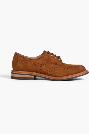 TRICKERS Brogues aus lasergeschnittenem Veloursleder - Braun - UK 7.5