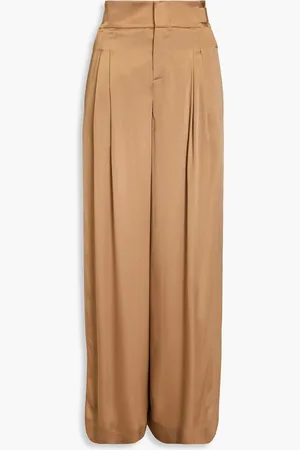 Alberta Ferretti Hose mit weitem Bein aus Crêpe-Satin mit Falten - Braun - IT 46