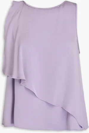Emporio Armani Draped silk-blend crepe top - Lila - IT 52