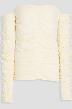 Rohe Schulterfreies Oberteil aus Jersey aus Stretch-Baumwolle mit Raffungen - Weiß - DE 42
