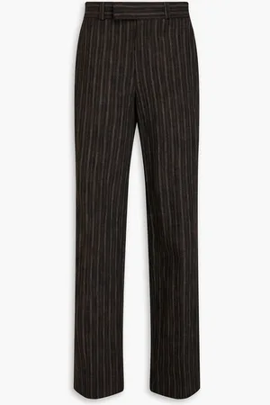 Rohe Hose mit geradem Bein aus Tweed aus einer Baumwollmischung mit Nadelstreifen - Braun - DE 38