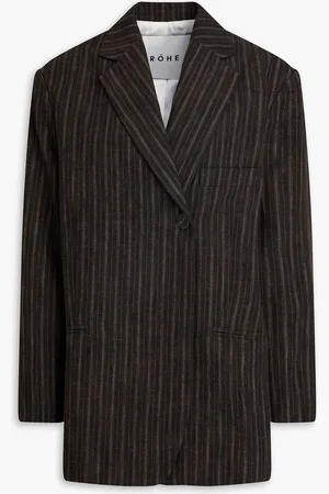 Rohe Blazer aus Tweed aus einer Baumwollmischung mit Nadelstreifen - Braun - DE 38