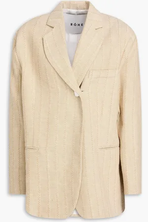 Rohe Blazer aus Tweed aus einer Leinen-Baumwollmischung - Neutral - DE 34