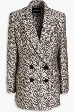 Emporio Armani Blazer aus Cloqué mit Samtbesatz - Neutral - IT 38