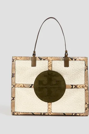 Tory Burch Ella Tote Bag aus einer Wollmischung und Leder mit Schlangeneffekt - Weiß - OneSize
