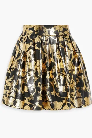 ALICE+OLIVIA Alice Olivia - Fizer bedruckter Minirock aus Kunstleder mit Metallic-Effekt - Metallic - US 12
