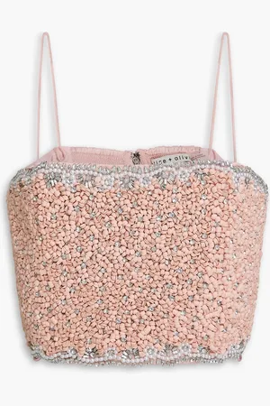 ALICE+OLIVIA Alice Olivia - Ceresi Cropped Oberteil aus Satin mit Verzierung - Pink - US 8