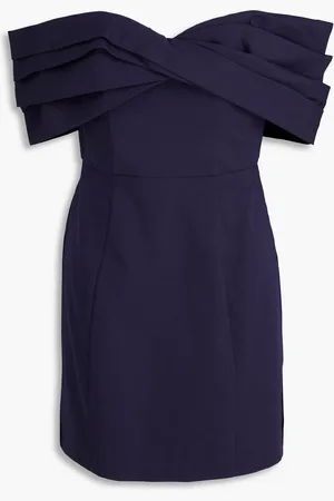 Nicholas Schulterfreies Minikleid aus Baumwollpopeline mit Falten - Blau - US 4