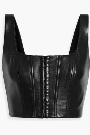 ALICE+OLIVIA Alice Olivia - Breslin Cropped Oberteil aus Kunstleder mit Hakendetails - - US 0