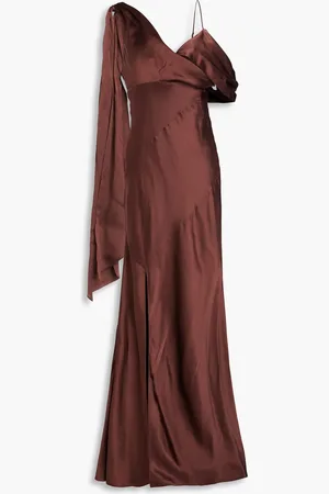 Nicholas Asymmetrisches Maxikleid aus Satin aus einer Seidenmischung mit Drapierung - - US 6