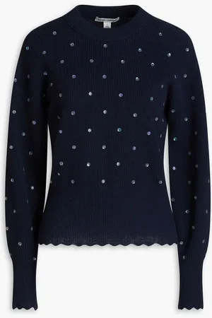 AUTUMN CASHMERE Kaschmirpullover mit Pailletten - Blau - S