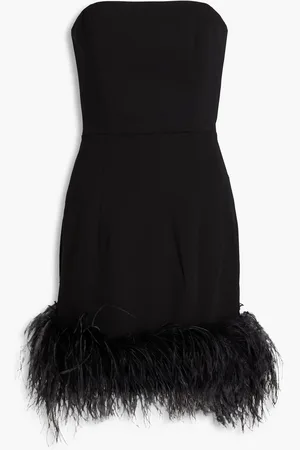 16Arlington Minelli strapless feather-embellished crepe mini dress - - UK 10