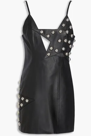 AREA Minikleid aus Leder mit Cut-outs und Nieten - - US 14