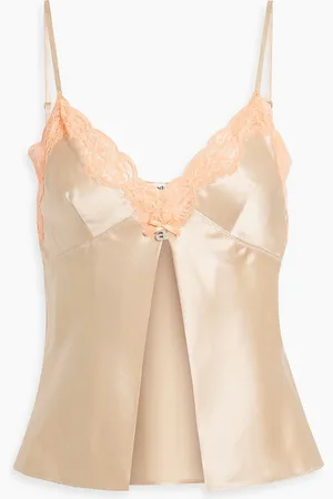 Alexander Wang Top aus Seidensatin mit Spitzenbesatz - Pink - S